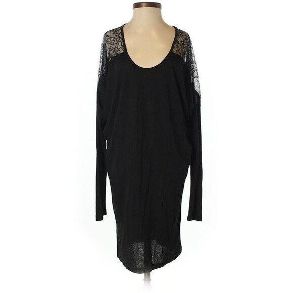 NWOT Velvet Black Sheath Long Sleeve BodyCon Lace Cocktail Dress Size P XS - Picture 1 of 2